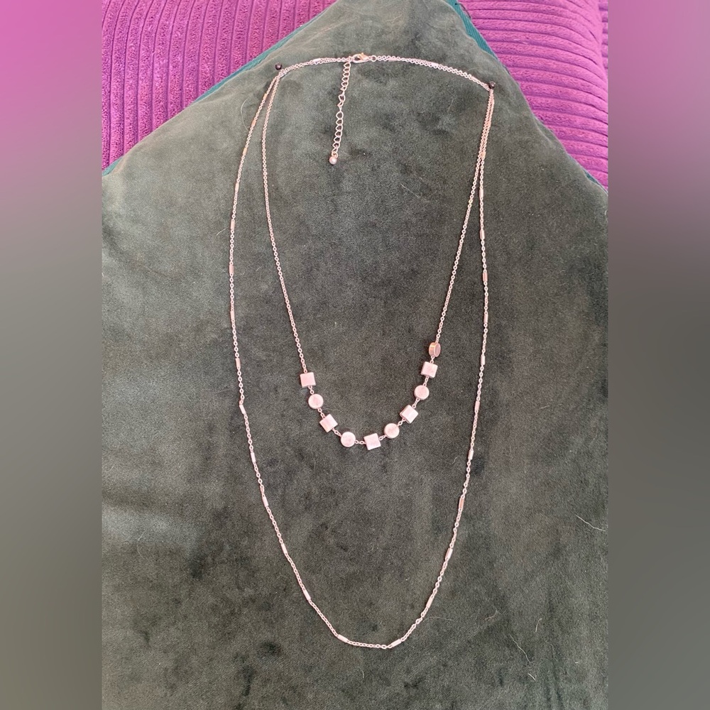 Silver double layer necklace.